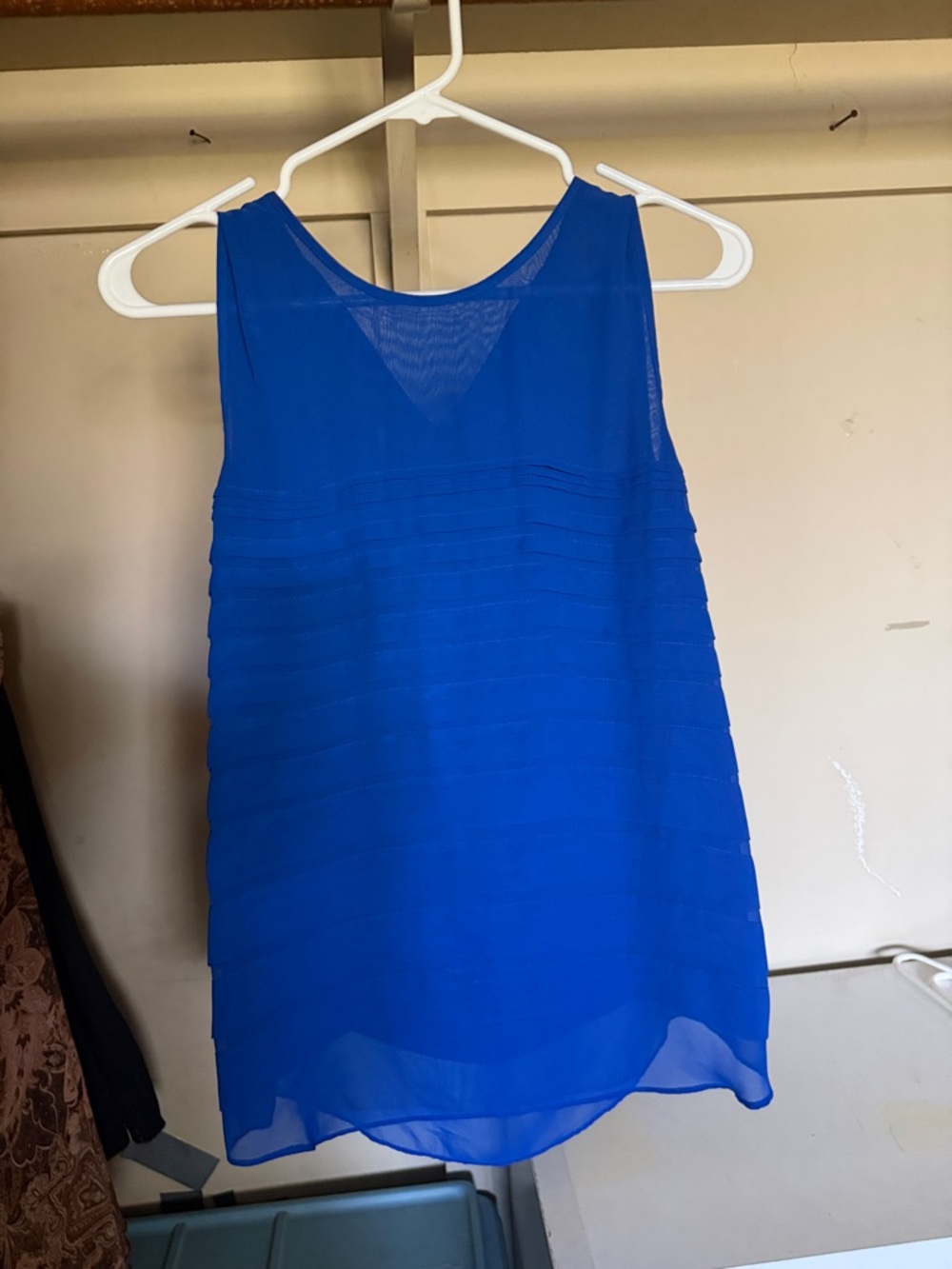 Vince Camuto Royal Blue Layered Chiffon Tank